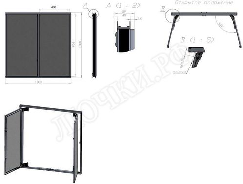 Люк под плитку Нажимной Секрет-Лайт 2 створки 1000*350 Люк под плитку Нажимной Секрет-Лайт 2 створки 1000*350